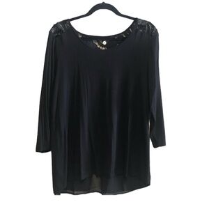 BKE Boutique Leather Embroidered Top “never worn”